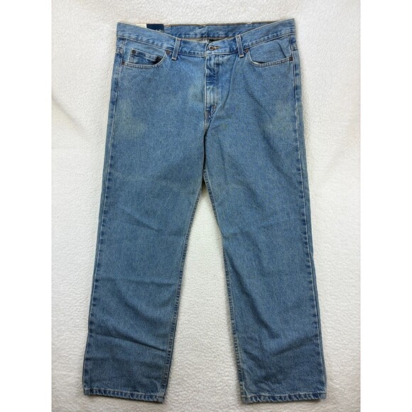 Faded Glory Original Fit Straight Jeans Men's Size 38X30 Blue Dark Wash 5-Pocket - Picture 1 of 10